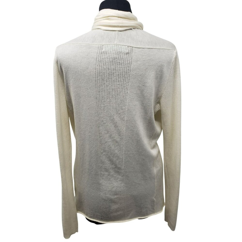 Title Nine Cardigan Supima Cotton Merino Wool Cream Open Front Waterfall S - Picture 7 of 13